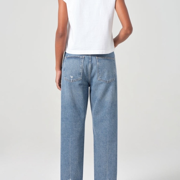AGOLDE High Rise Straight Leg Jeans Medium Wash Distressed Women’s Size 28 - Picture 3 of 12